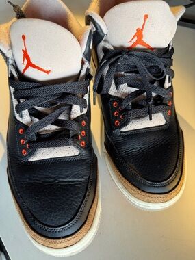 Jordan Men’s Black, White and Orange Retro Sneakers